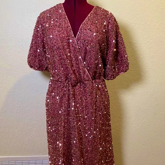 Shein Dresses | Shein | Pink Sparkley Sequence Dress 3XL | Color: Pink | Size: 3X | Valdezannette's Closet